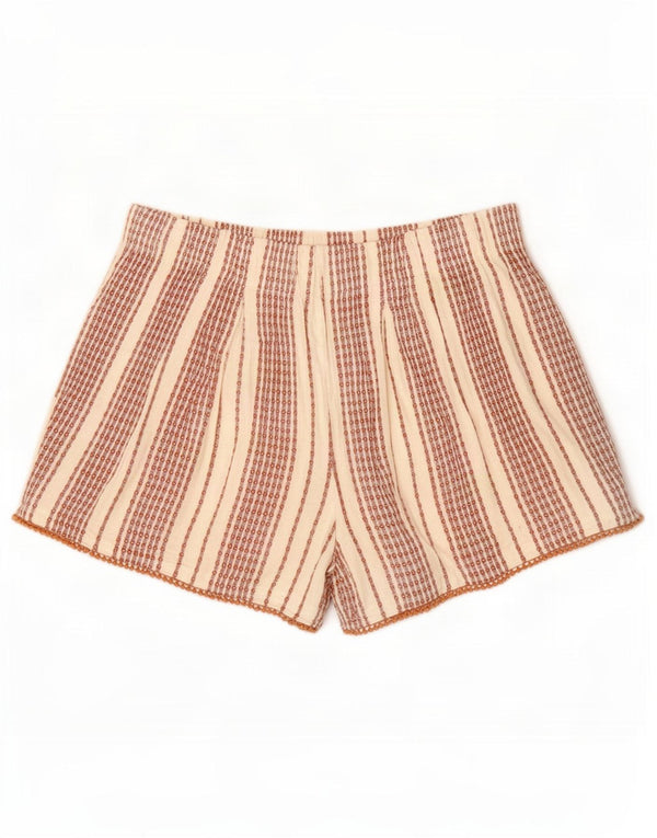 Marks & Spencer Kvinder Casual Shorts UK 14 Medium W32 Hvidstribet viskose