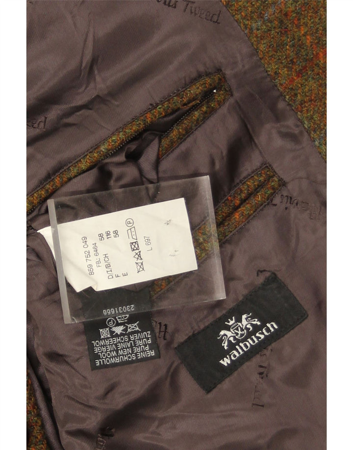 Walbusch Herre 2-knaps blazerjakke EU 58 4XL Khaki Check New Wool