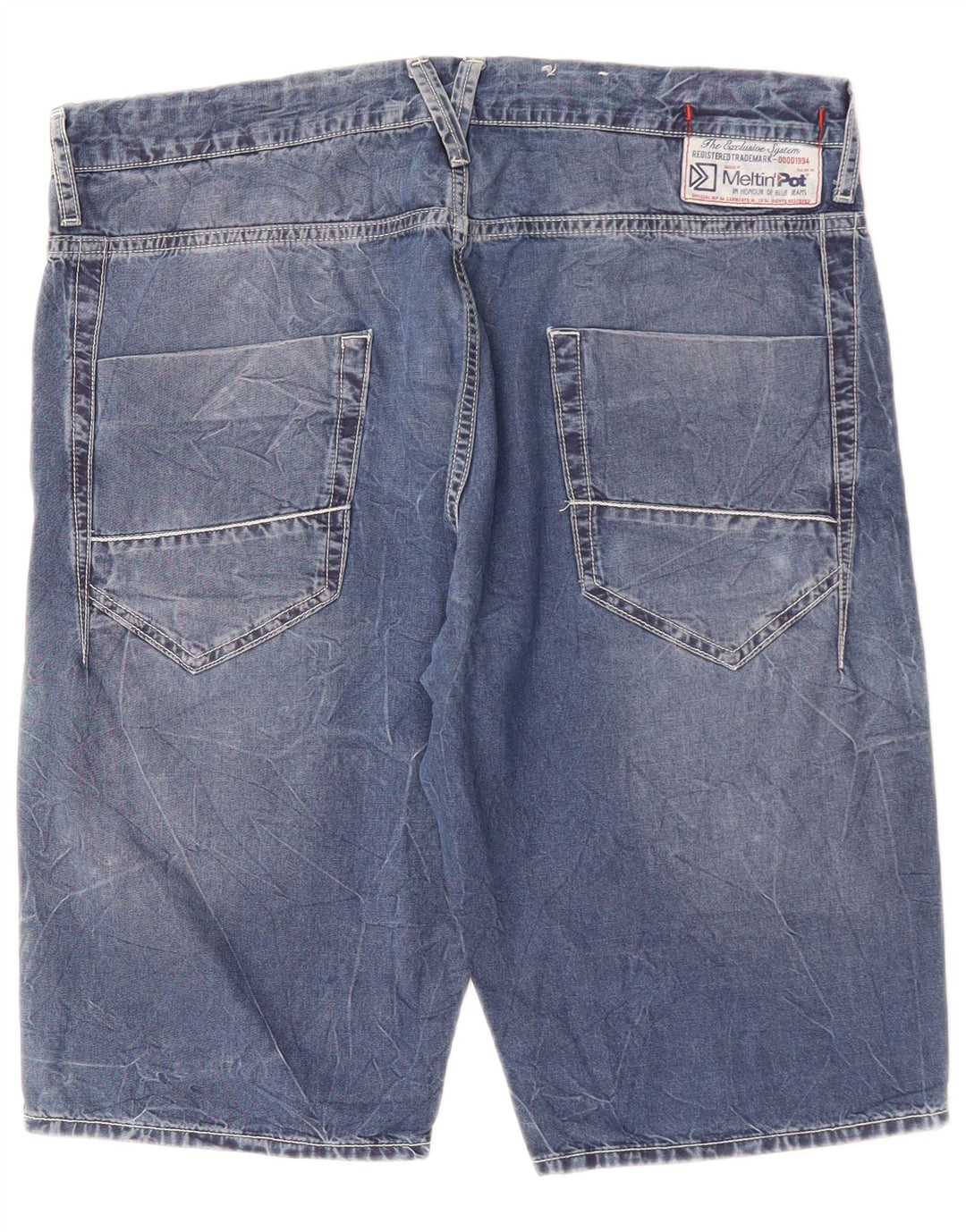 Meltin' Pot Herre Denim Shorts W36 Large Blue Cotton