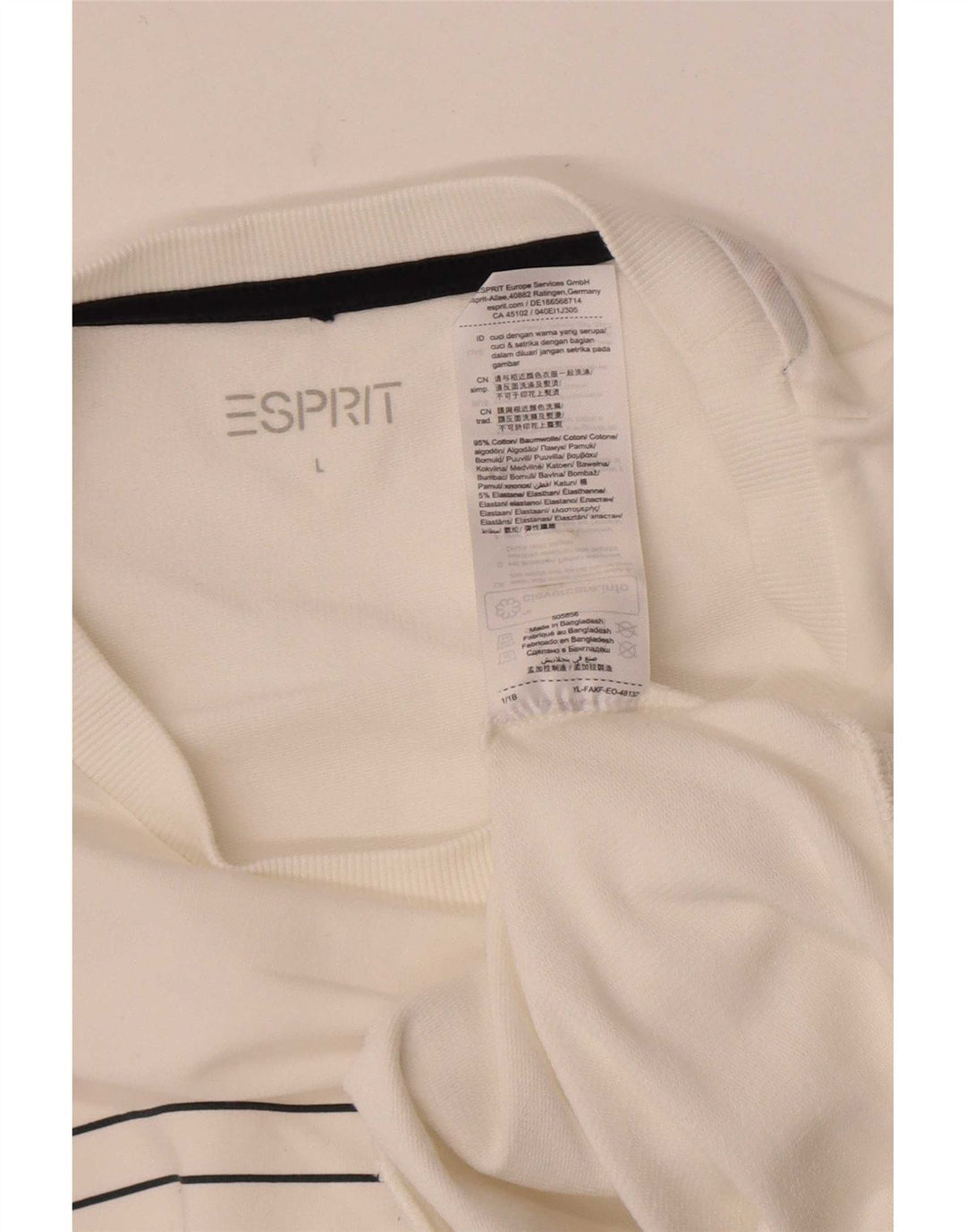 Esprit Dame Sweatshirt Jumper UK 16 Stor hvid stribet bomuld