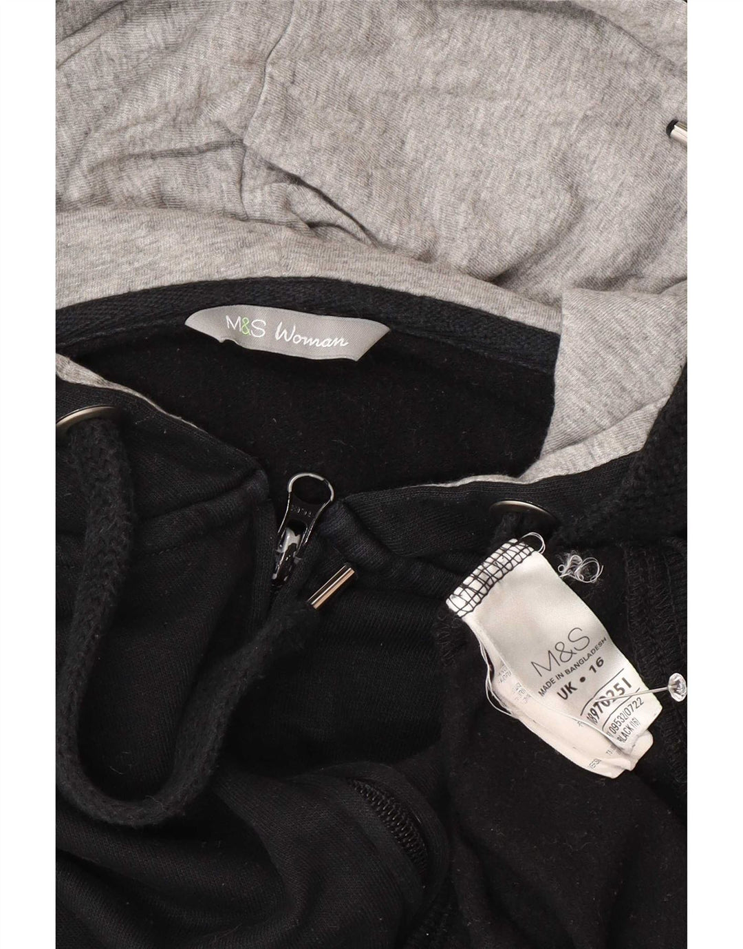 Marks & Spencer Dame Regular Fit Hættetrøje med lynlås UK 16 Large Sort