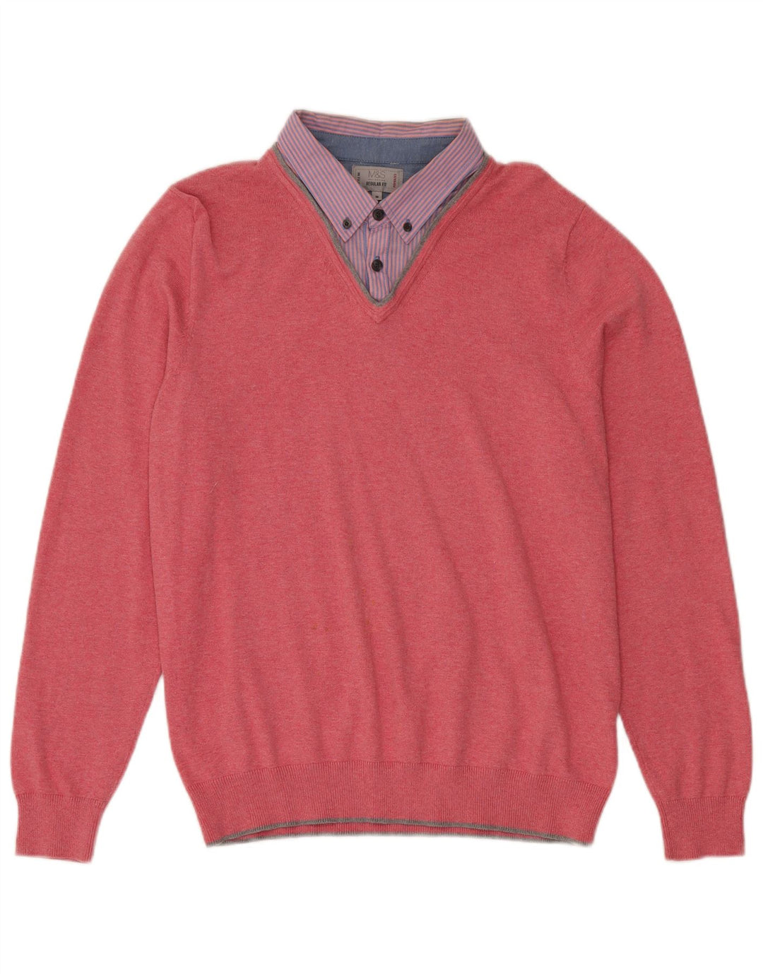 Marks & Spencer Herre Regular Fit V-hals sweater Medium Pink Bomuld