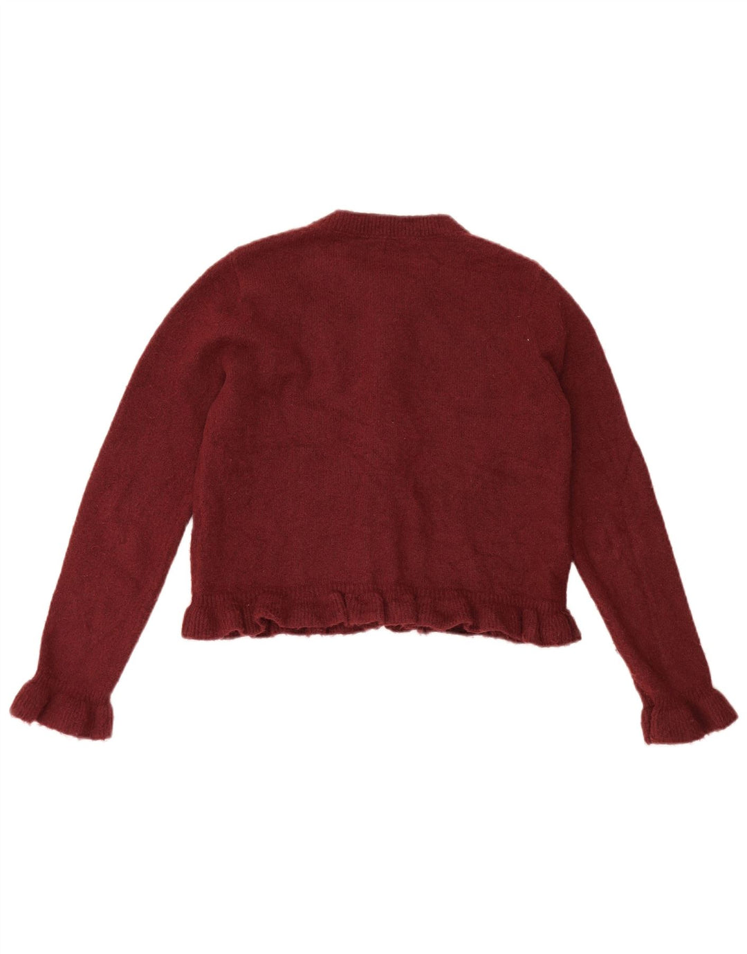 Zara Dame Cardigan Sweater UK 10 Small Burgundy