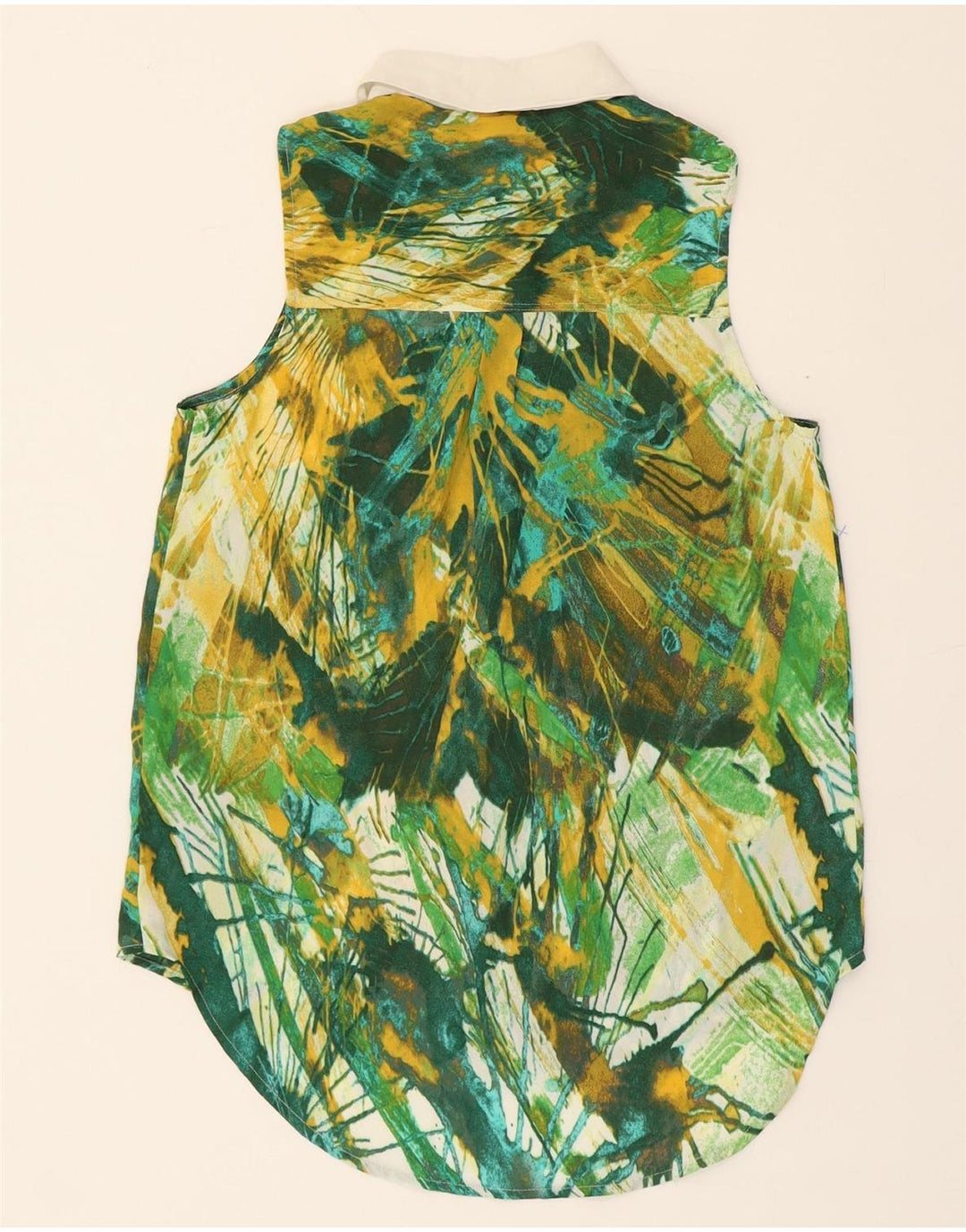 MOSSIMO Womens Abstract Pattern Sleeveless Shirt Blouse UK 10 Small Green Vintage Mossimo and Second-Hand Mossimo from Messina Hembry 