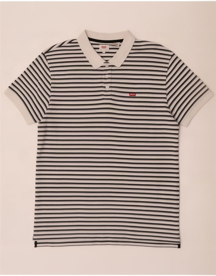 Levi's herre poloshirt stor hvid stribet bomuld