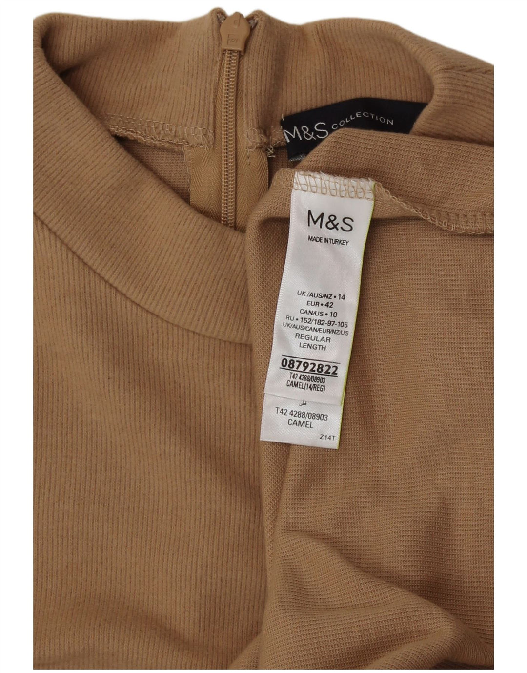 Marks & Spencer Dame Jumper Dress UK 14 Medium Beige Polyester