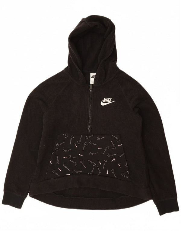 NIKE fleecetrøje med lynlås til piger 13-14 år XL sort polyester