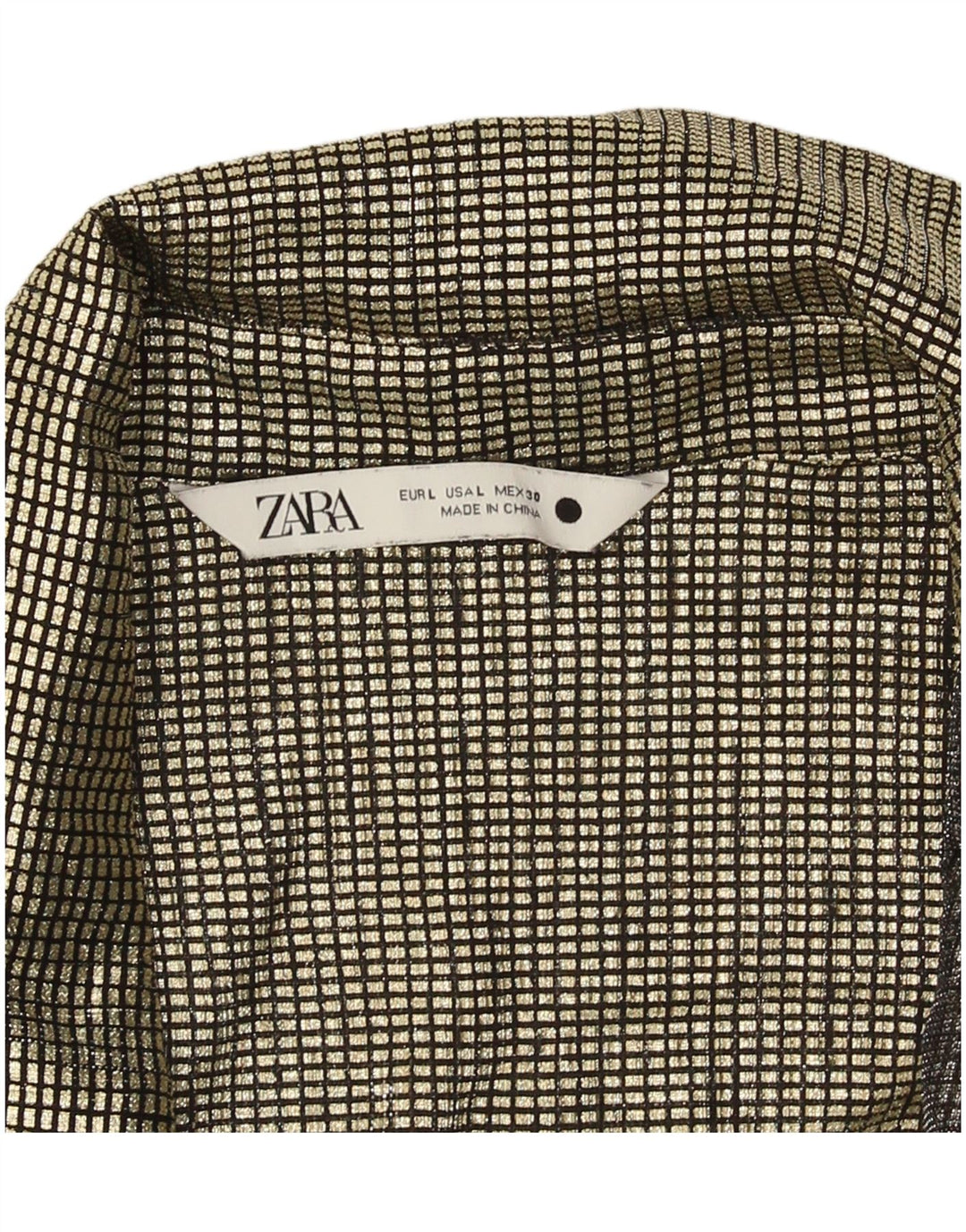 Zara skjortebluse til kvinder UK 14 Large Gold Gingham