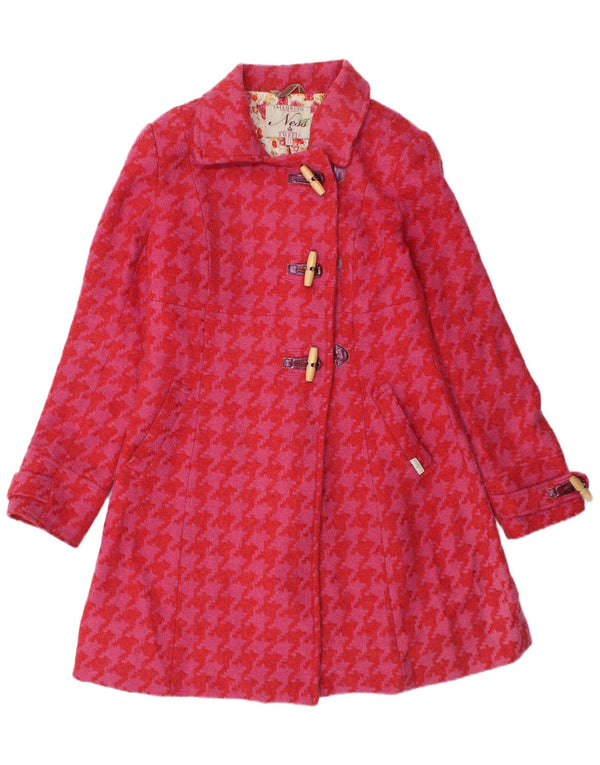 Ness Dame Duffle Coat UK 8 Small Pink Houndstooth Uld