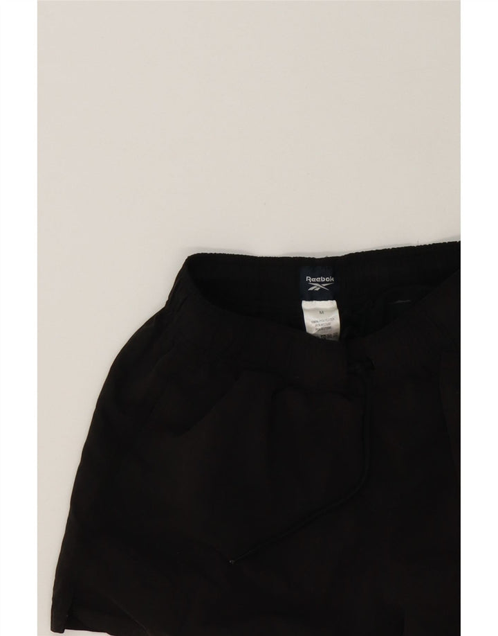REEBOK Womens Graphic Sport Shorts UK 12 Medium  Black Polyester Vintage Reebok and Second-Hand Reebok from Messina Hembry 