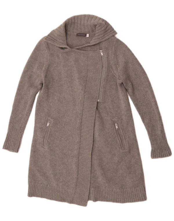 MINT FLØJEL Dame Longline Cardigan Sweater UK 10 Small Grey Wool