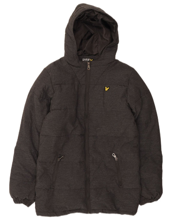 Lyle & Scott Boys Hooded Padded Jacket 14-15 Years Grey Nylon
