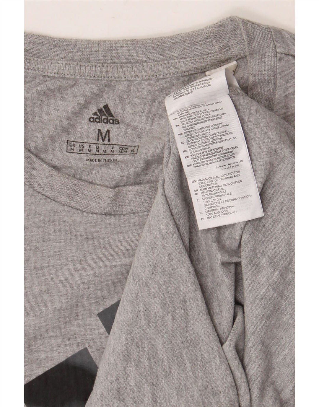 ADIDAS grafisk t-shirt til mænd, mellemgrå flækket bomuld