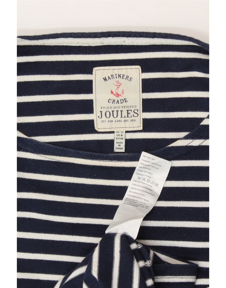JOULES Dame Top 3/4 ærmer UK 12 Mellem marineblå stribet bomuld
