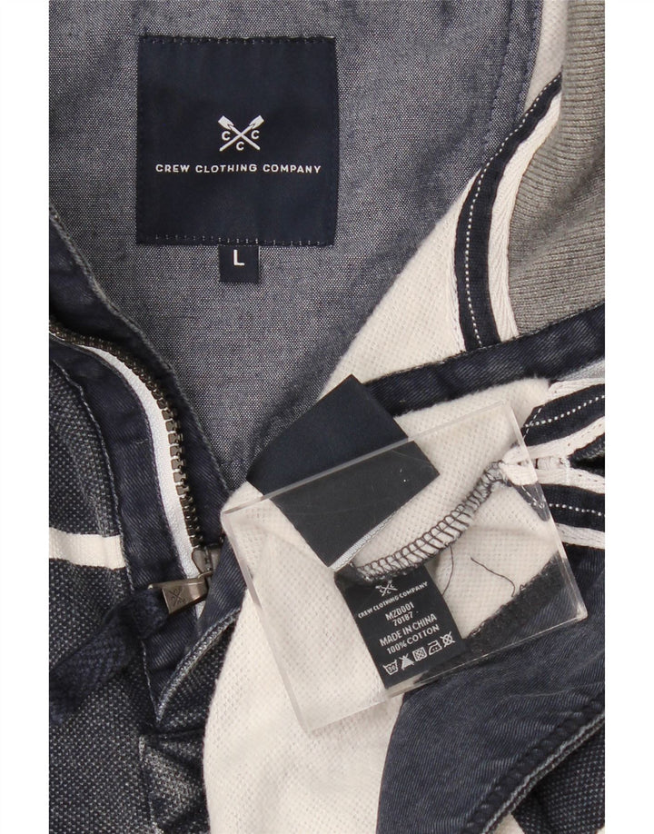 CREW TØJ Herre Zip Neck Sweatshirt Jumper Stor Marineblå Stribet