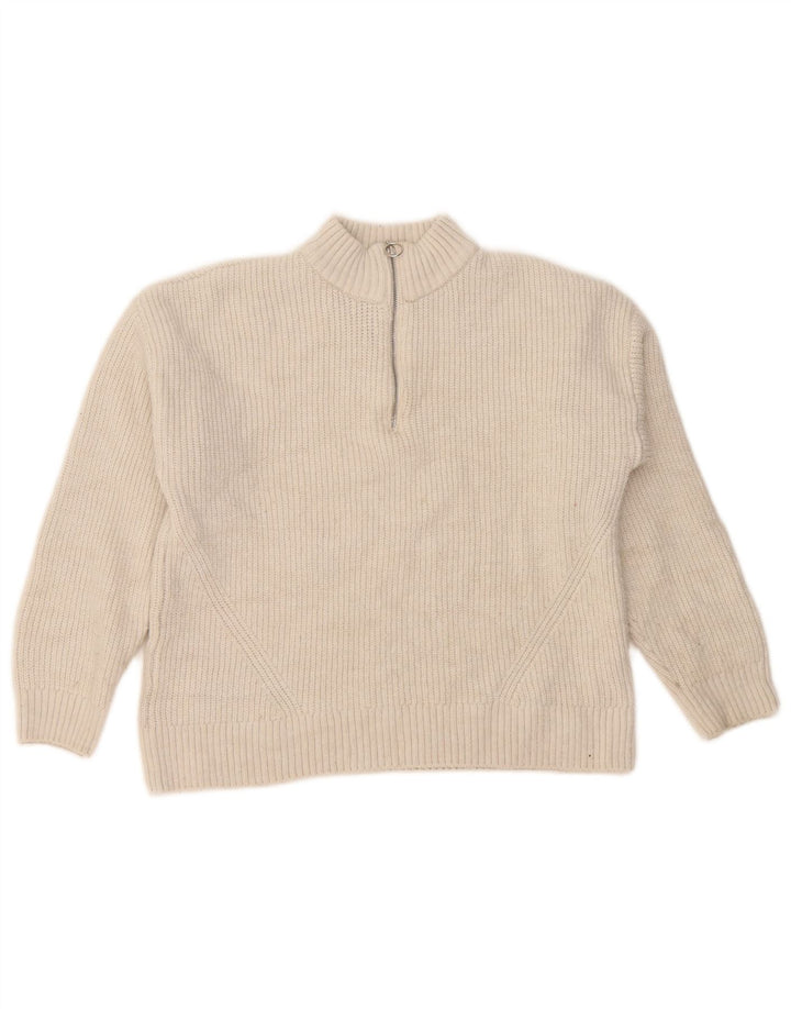 Marks & Spencer Dame sweater med lynlås-hals UK 14 Large Off White