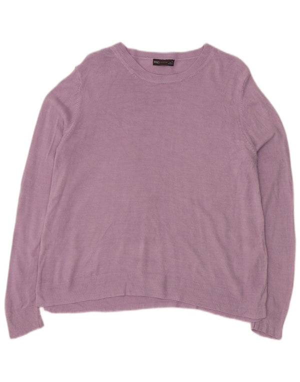 Marks & Spencer Womens Crew Neck Jumper Sweater UK 18 XL Purple Acrylic