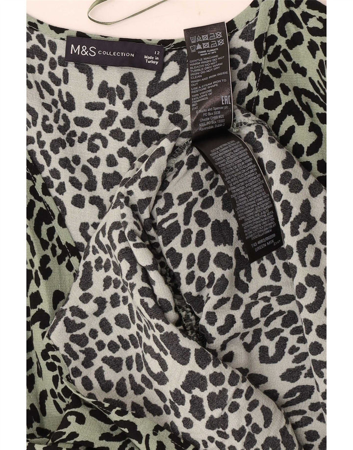 Marks & Spencer Damebluse Top UK 12 Medium Green Animal Print