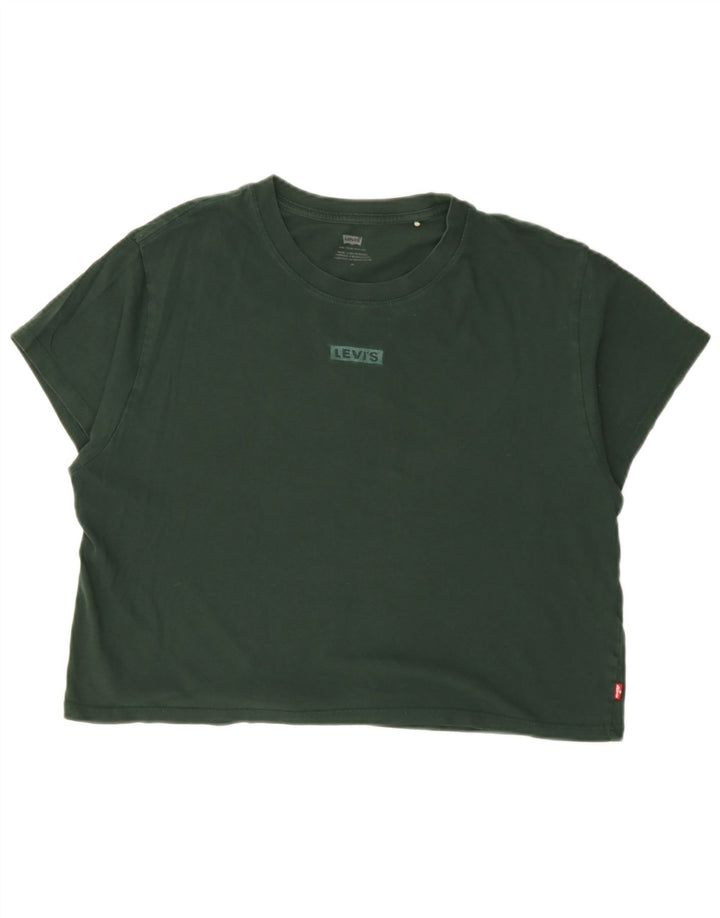Levi's Womens Crop T-Shirt Top UK 14 Medium Green