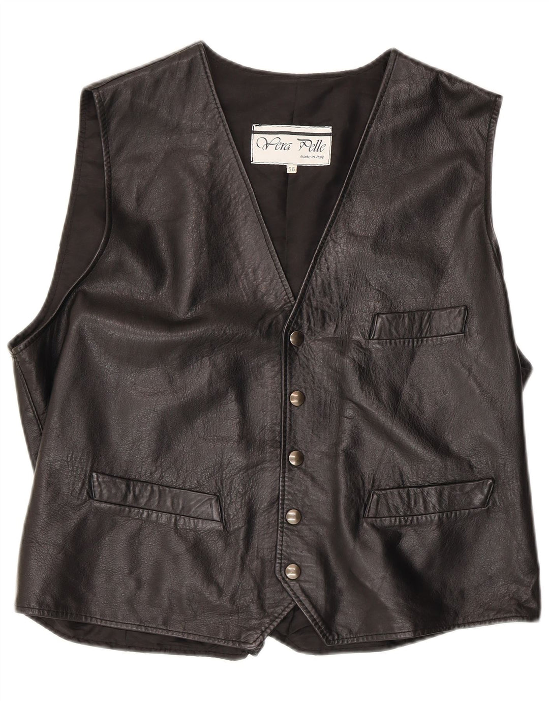 Vintage herre læder vest 3XL sort læder