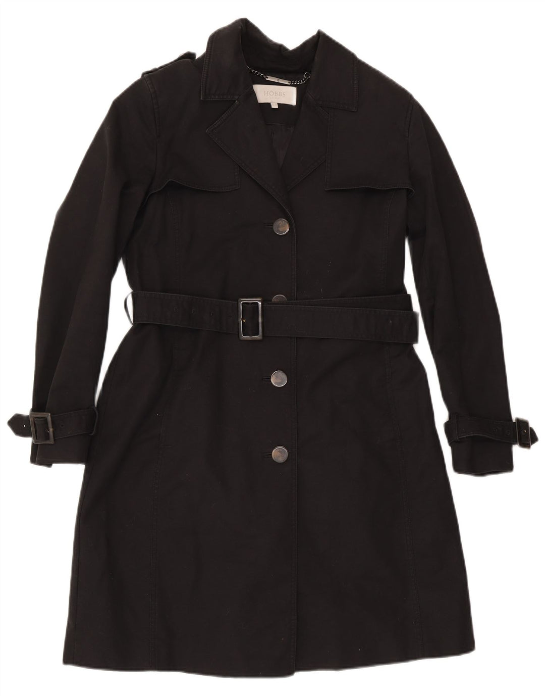 Hobbs Dame Trench Coat UK 12 Medium Sort Bomuld