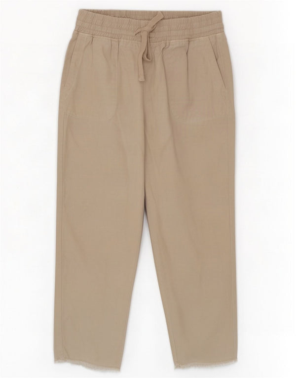 Zara Womens High Waist Cropped Trousers Medium W28 L25 Beige