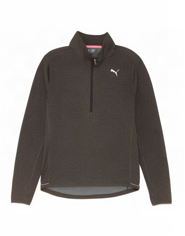 Puma Womens Zip Neck Pullover Tracksuit Top UK 14 Medium Grey Polyester