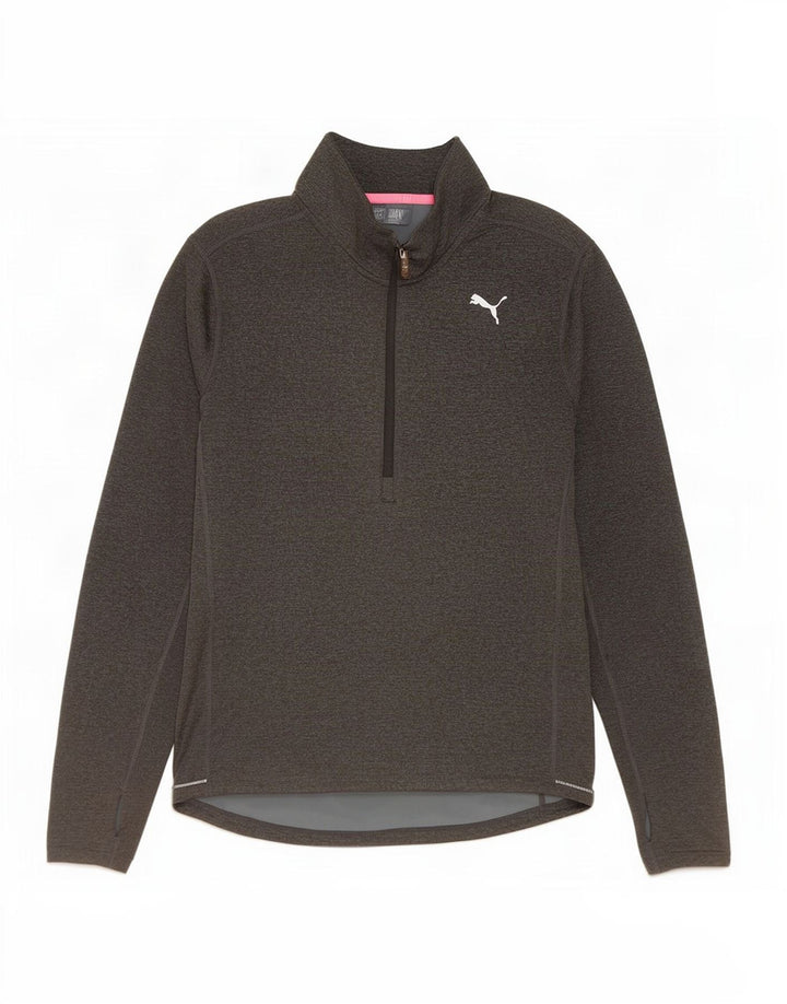 Puma Womens Zip Neck Pullover Træningsdragt Top UK 14 Medium Grey Polyester