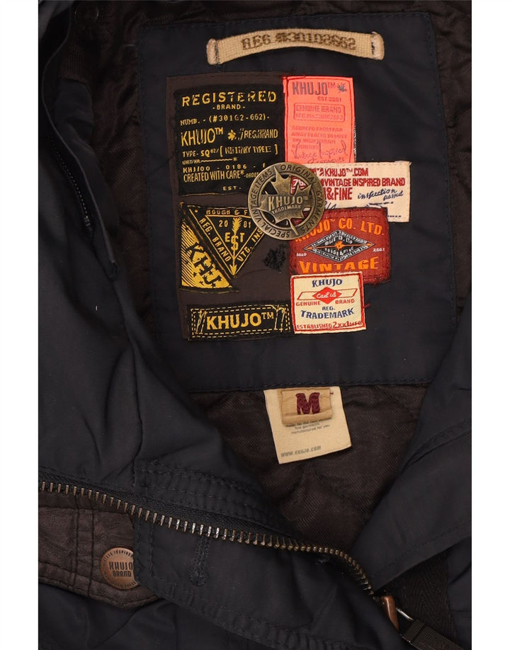 KHUJO Womens Windbreaker Jacket UK 14 Medium Navy Blue Polyester Vintage KHUJO and Second-Hand KHUJO from Messina Hembry 