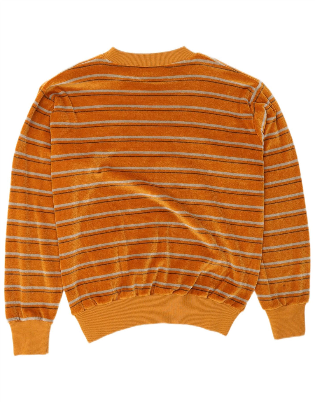 Vintage Dame Velour Sweatshirt Jumper UK 14 Medium Orange Stribet