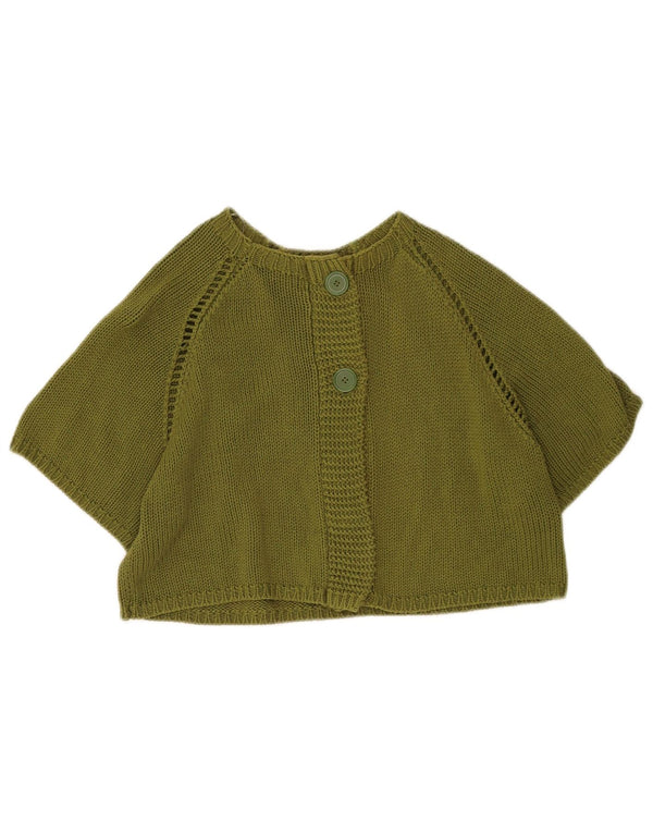 Zara Womens Crop Kortærmet Cardigan Sweater UK 14 Medium Khaki Akryl