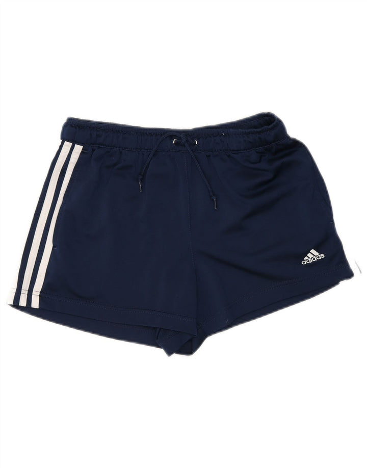 Adidas sportsshorts til kvinder UK 10 Små marineblå stribet polyester