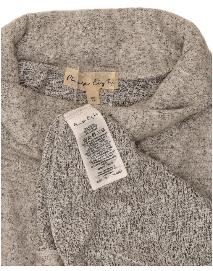 Phase Eight Dame Asymmetrisk 3/4-ærmet tunikatop UK 14 Stor Grå Flecked