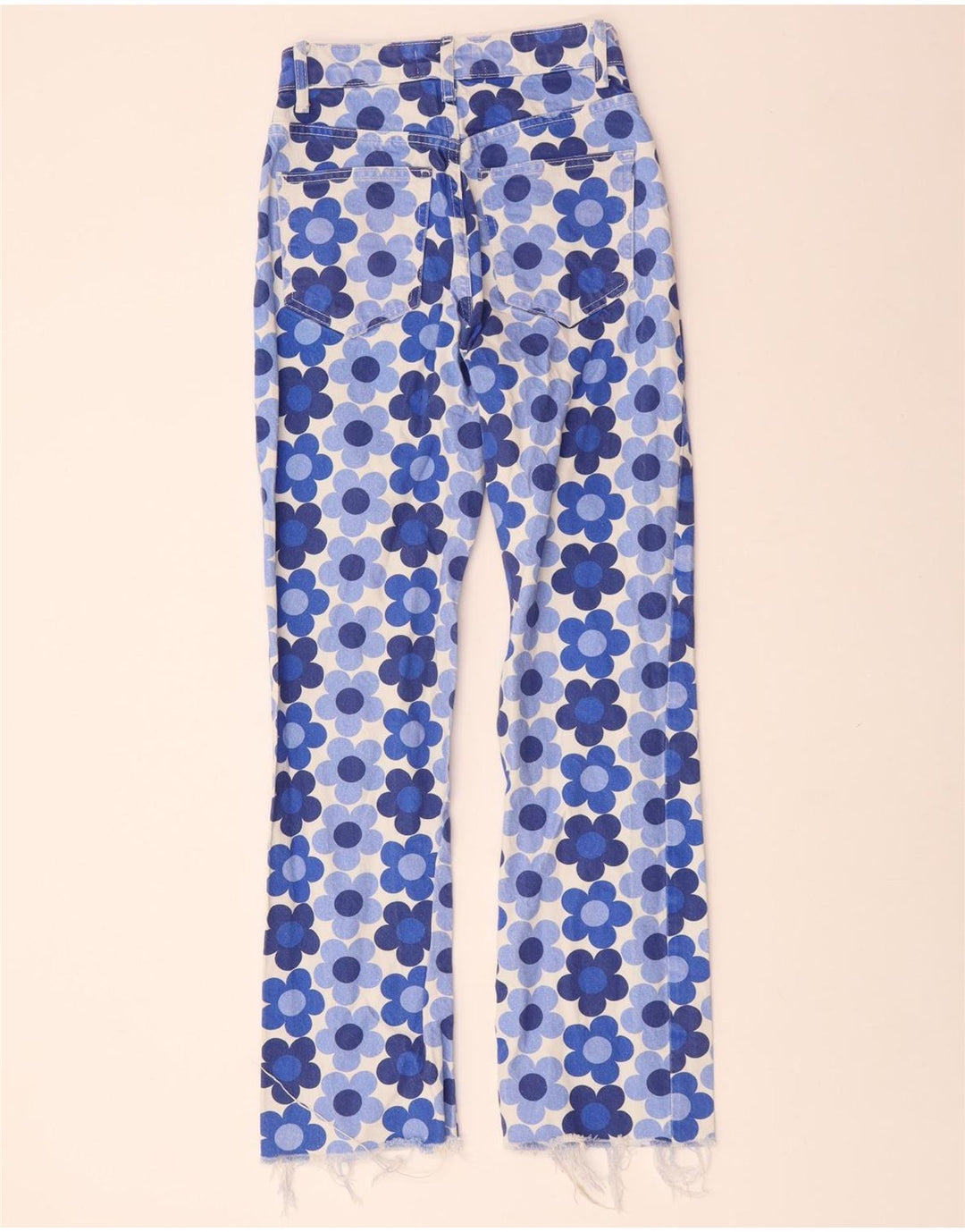 ZARA Straight Jeans til kvinder EU 32 2XS W22 L28 Blå blomster