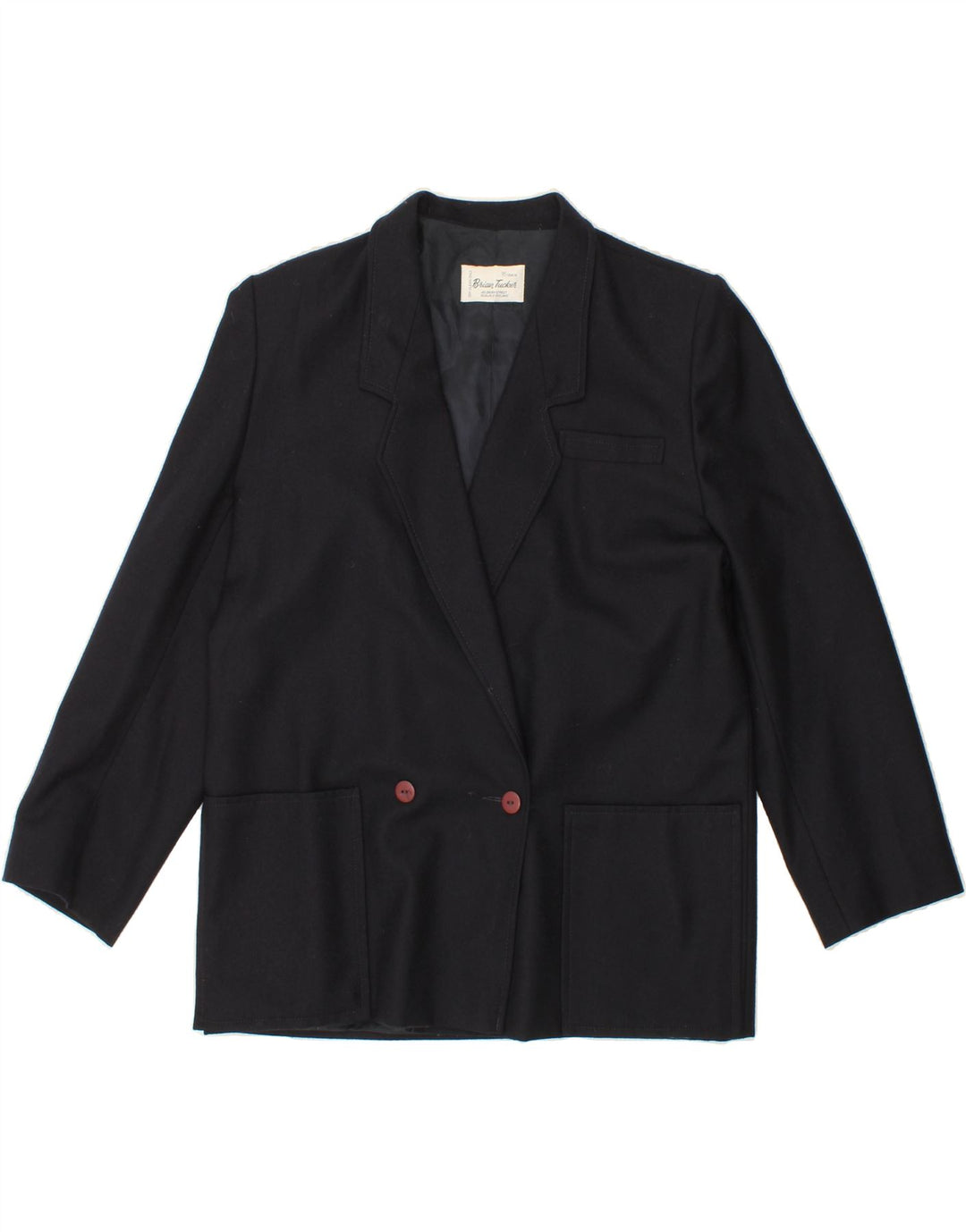BRIAN TUCKER Womens Double Breasted Blazer Jacket UK 16 Large Navy Blue Vintage Brian Tucker and Second-Hand Brian Tucker from Messina Hembry 