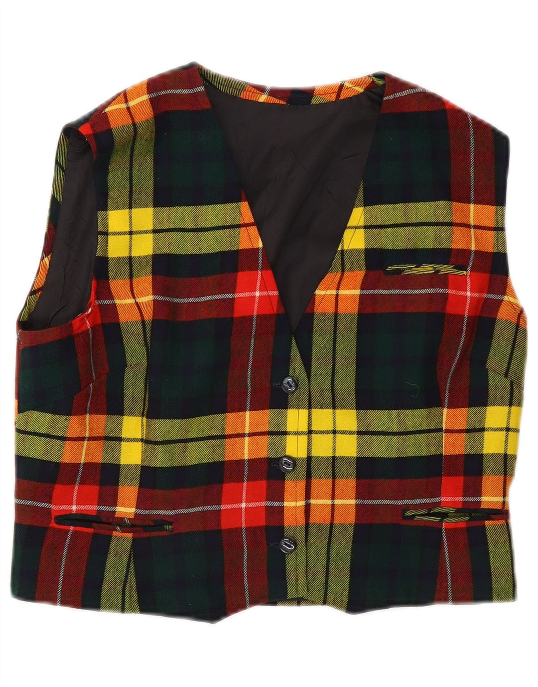 Vintage damevest UK 12 medium flerfarvet ternet