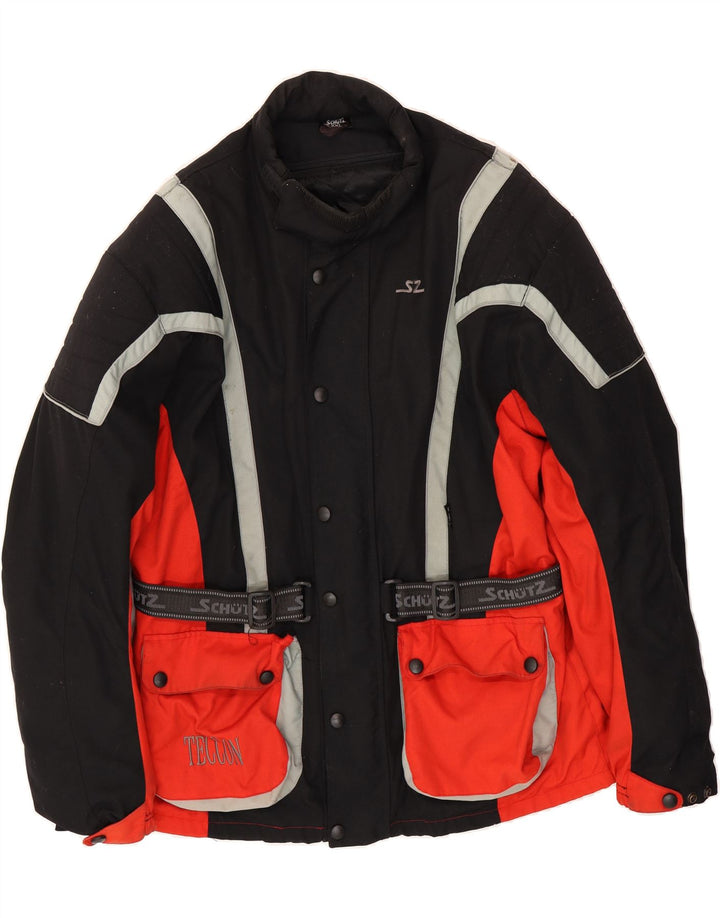 VINTAGE Mens Graphic Windbreaker Jacket UK 44 2XL Black Colourblock Vintage Vintage and Second-Hand Vintage from Messina Hembry 