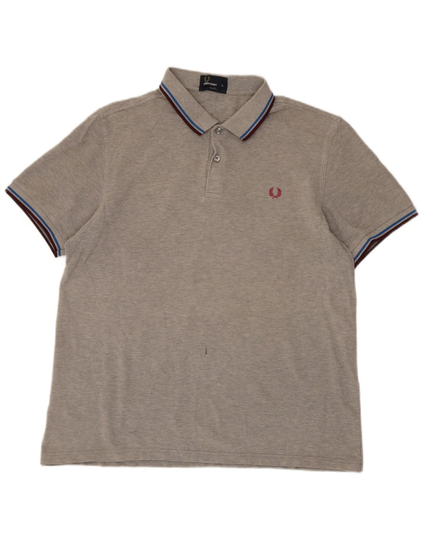 Fred Perry Herre Slim Fit Polo Shirt XL Grå Bomuld
