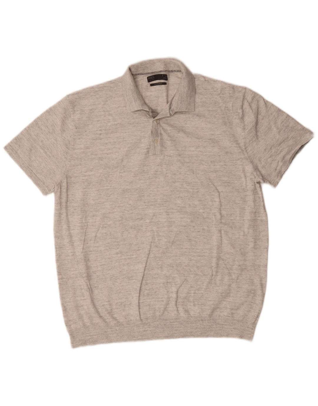 Marks & Spencer Poloshirt til mænd XL Grå Flecked Bomuld