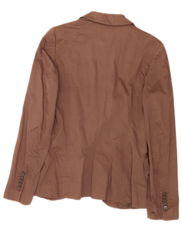 Zara Dame 1 Knap Blazer Jacket UK 10 Lille Brun Bomuld