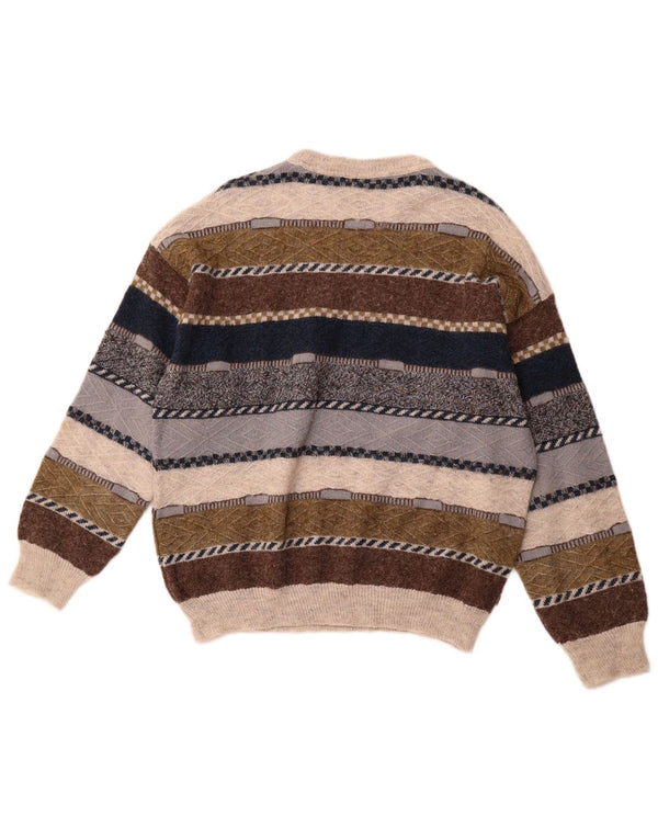 SAN MARCO Herre sweater med rund hals, mellemgrå stribet uld