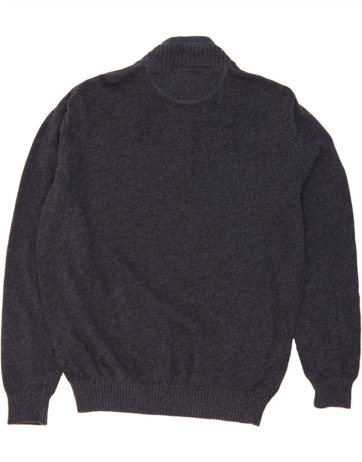 DOCKERS Mens Zip Neck Jumper Sweater Large Navy Blue Flecked Cotton Vintage Dockers and Second-Hand Dockers from Messina Hembry 