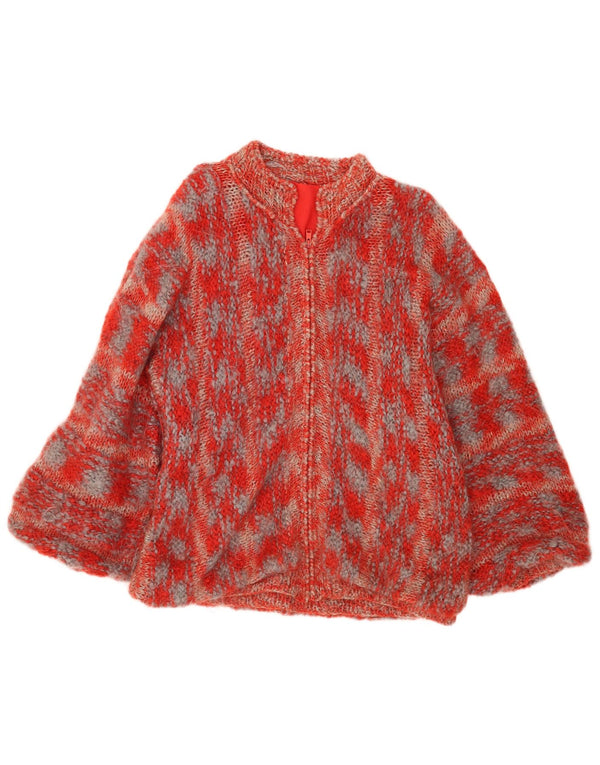 Vintage oversized cardigan sweater til kvinder DK 16 store røde flækkede