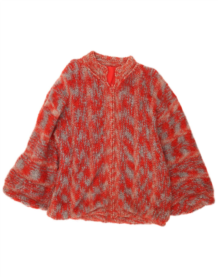 Vintage oversized cardigan sweater til kvinder DK 16 store røde flækkede