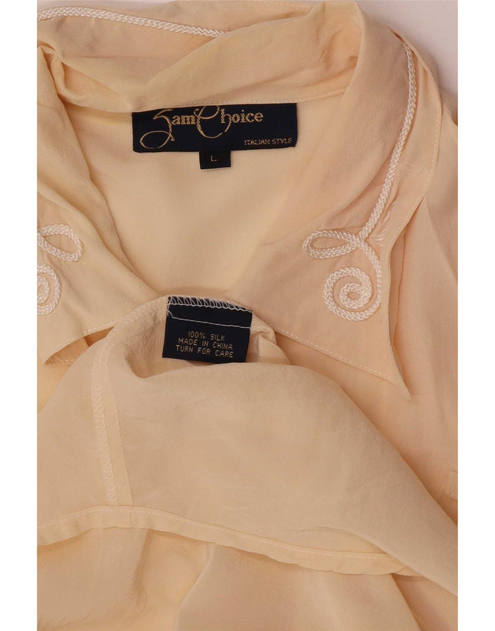 Vintage Womens Regular Shirt Bluse UK 14 Large Beige Silk