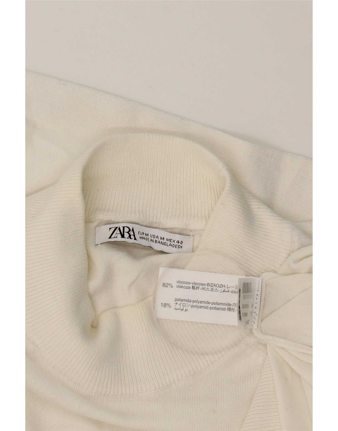 Zara Herre Turtle Neck Jumper Sweater Medium White Viscose