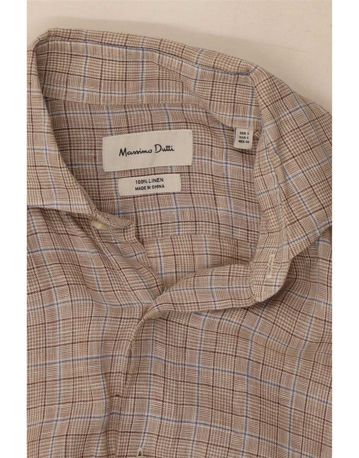 Massimo Dutti herreskjorte lille grå ternet linned