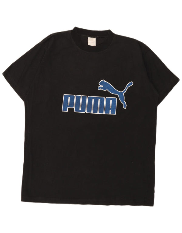 Puma Herre Grafisk T-Shirt Top Stor Sort Bomuld