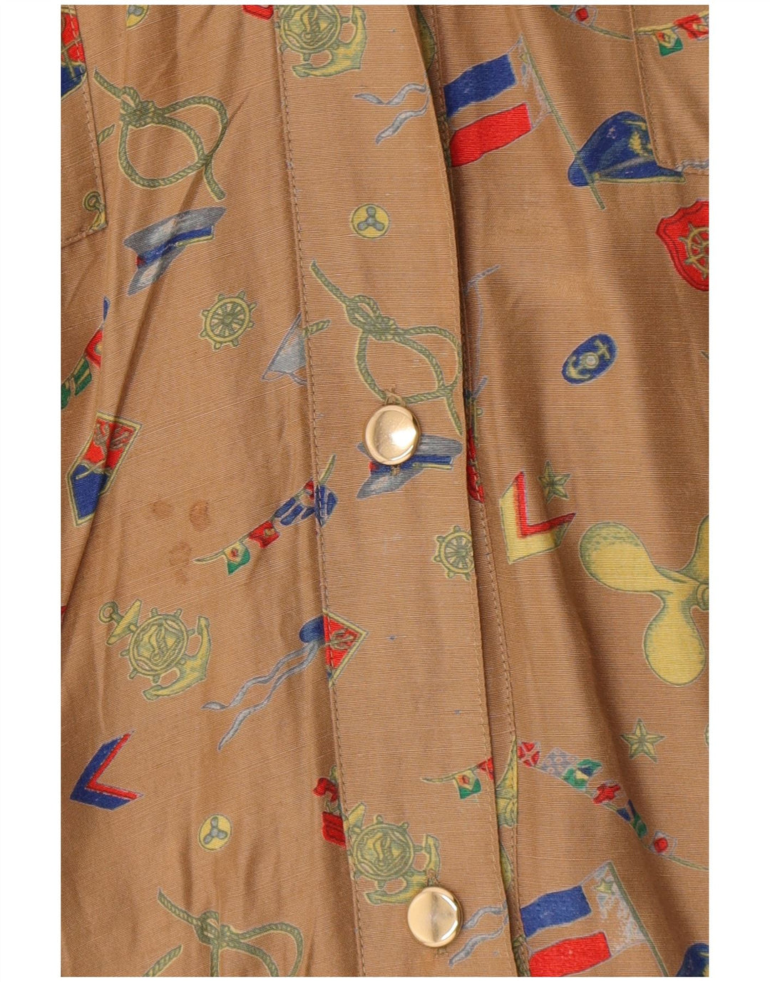 Vintage kvinders abstrakt mønster skjortekjole EU 44 XL Brun Geometrisk
