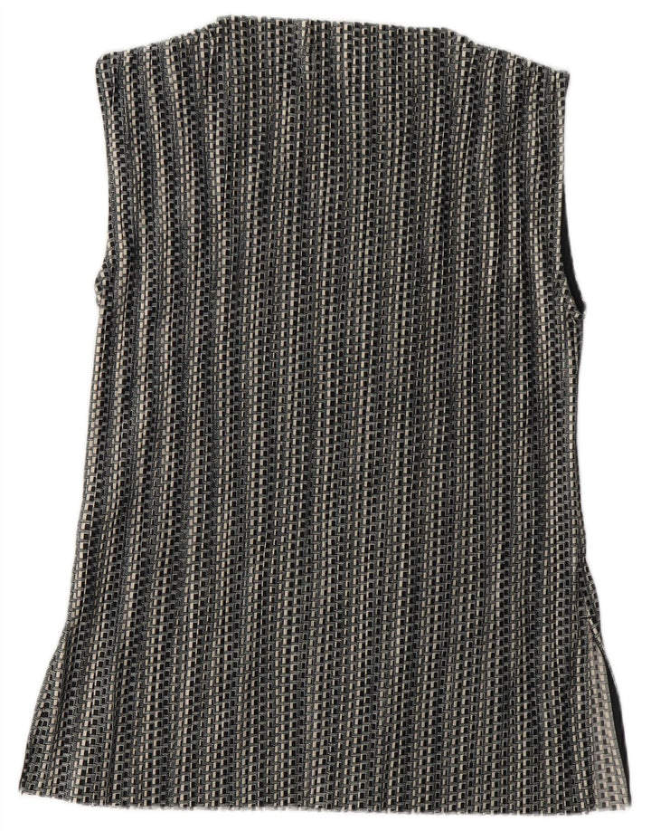 Cos Dame ærmeløs bluse Top UK 14 Medium Sort Geometrisk Polyester